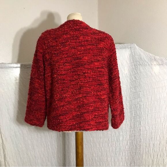 Chico’s Design Vtg Red Soft Tweed Open Sweater Jacket Size 2 ( L ) - Picture 2 of 9